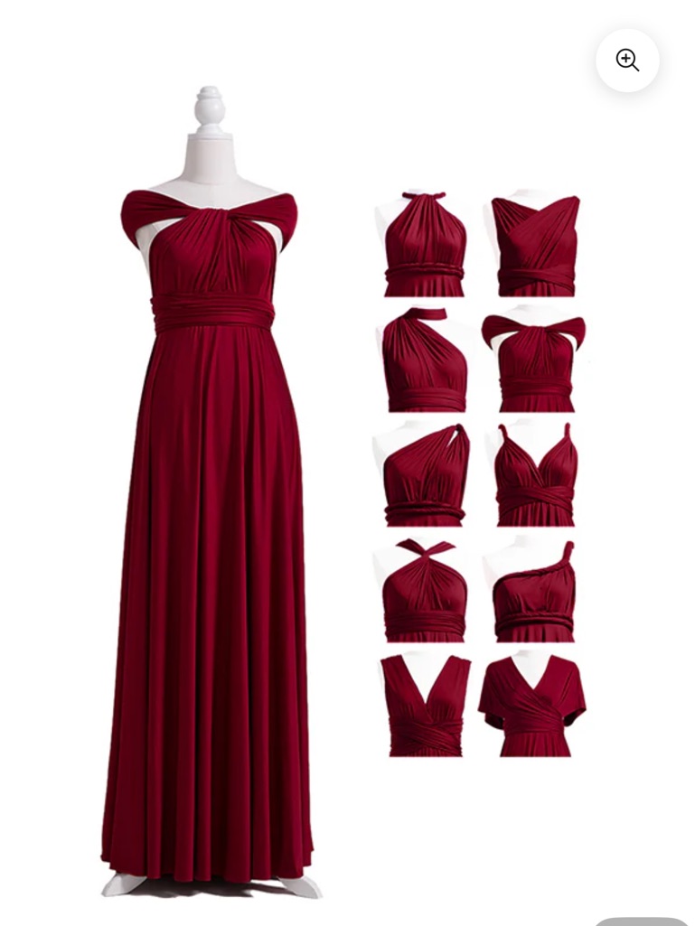 Wine Red Maroon Infinity Wrap Maxi Dress Medium Transformer Convertible Medium